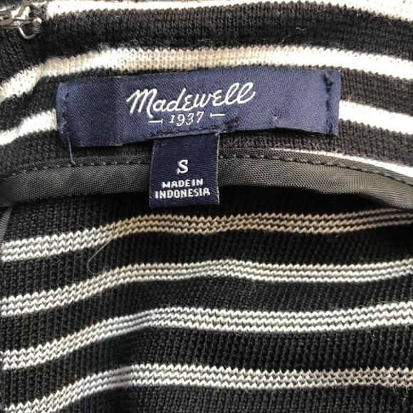 Madewell Black White Stripe Gallerist Fit Flare Dress Small - Picture 9 of 16